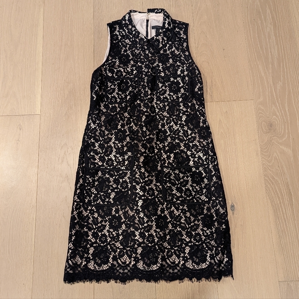 J. Crew Black Lace Overlay Dress